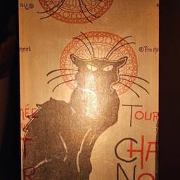 Chat Noir Table Lamp Black Cat Art Deco Decoupage Lamp - thumbnail 2