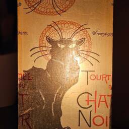 Chat Noir Table Lamp Black Cat Art Deco Decoupage Lamp - thumbnail 3