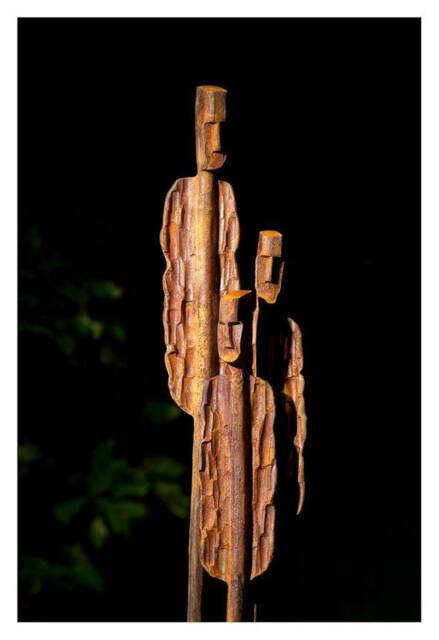 Recycled Iron Family Sculpture - Rustic Metal Art Anniversary Gift - image 1