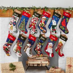 Personalized Needlepoint Stocking - Family Stockings Old-Fashioned Christmas D??cor Embroidered Name 12 Designs Available - thumbnail 1