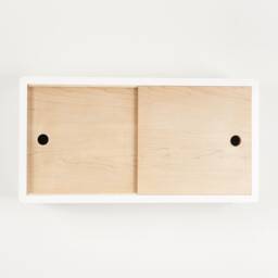 Minimalist Floating Shelf, Solid Hardwood Sliding Door Cabinet, Premium Lacquer High End Finish Wall Mount Storage Organizer - thumbnail 3