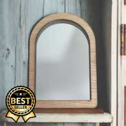 Arched Wooden Framed Mirror Oak, Walnut, Or Cherry Veneer - thumbnail 1
