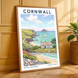 Cornwall Coastal Scene Poster Vintage Seaside Travel Art - thumbnail 3