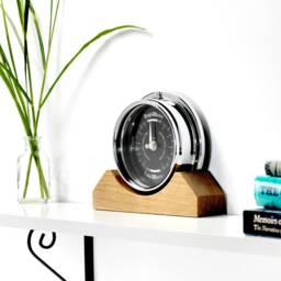Handmade Prestige Tide Clock in Chrome On An English Oak Mantel/Display Mount - thumbnail 2