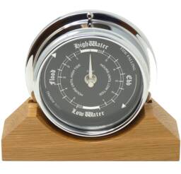 Handmade Prestige Tide Clock in Chrome On An English Oak Mantel/Display Mount - thumbnail 1