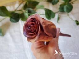 Hand Carved Wooden Rose 5 Year Anniversary Gift Wood Flower Sculpture Engagement For Her Forever Detailed Handmade Carving