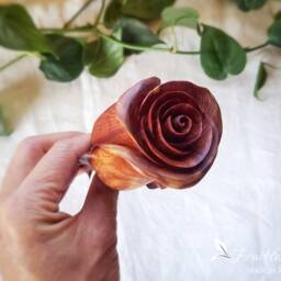Hand Carved Wooden Rose 5 Year Anniversary Gift Wood Flower Sculpture Engagement For Her Forever Detailed Handmade Carving - thumbnail 3