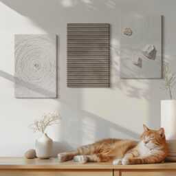 Canvas Set Of 3 Wall Art - Natural Textures Wood Stones Rope, Beige Large, Decor - thumbnail 3