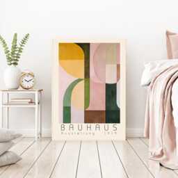 Bauhaus Art Print, Poster, Wall Art, Mid Century Retro Wall Pastel Art Print - thumbnail 3