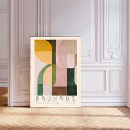 Bauhaus Art Print, Poster, Wall Art, Mid Century Retro Wall Pastel Art Print - thumbnail 1
