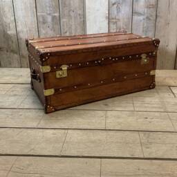 Luxury Vintage Inspired Leather Coffee Table Trunk Home Decor Living Room Furniture - thumbnail 3