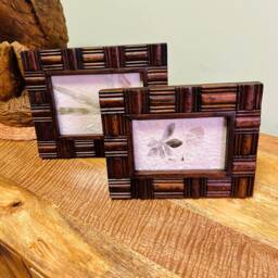 Rustic Teak Photo Frame - Blocks Made From Reclaimed Wood 6x4 & 7x5 - thumbnail 2