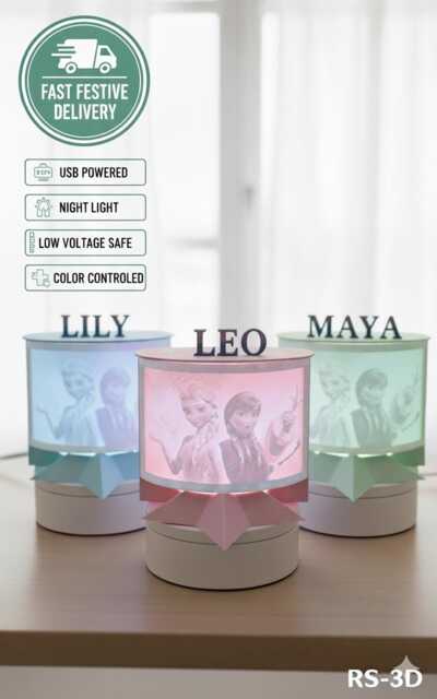 Personalized Frozen Night Light Custom Name Led Lamp, Colour Changing Fall Gift - image 1