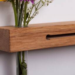 Wooden Key Holder With Vase For Flowers I Hooks Wall Decoration Board Shelf - thumbnail 3