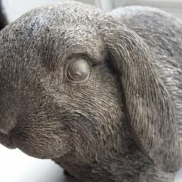 Lop Eared Rabbit Garden Ornament Stone Cast Statue Hand Made - thumbnail 3