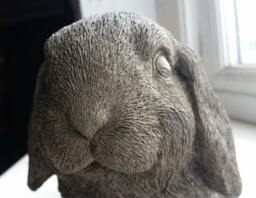 Lop Eared Rabbit Garden Ornament Stone Cast Statue Hand Made - thumbnail 1