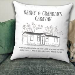 Personalised Grandparents Caravan Cushion, Grandchildren Rhyme Gift, Gift For Grandparents, Static Lover - thumbnail 3