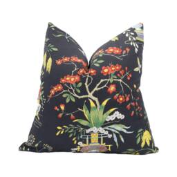 Schumacher - Ming Vase Black Traditional Chinese Chinoiserie Designer Cushion Cover Handmade Throw Pillow Home Decor - thumbnail 1