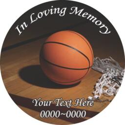 Basketball in Loving Memory Full Color Circles 012 Custom Vinyl Wall Decal Or Car Sticker - Ilmfullcolorcircles012Et