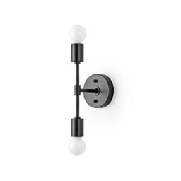 2 Light Black Wall Sconce - Modern Minimalist Bathroom Vanity & Hallway Lighting Mid Century Industrial Exposed Bulb Lamp Brooklyn - thumbnail 3
