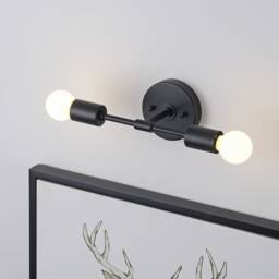 2 Light Black Wall Sconce - Modern Minimalist Bathroom Vanity & Hallway Lighting Mid Century Industrial Exposed Bulb Lamp Brooklyn