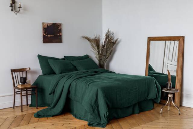 Dusty Green Linen Duvet Cover, Stonewashed Heavy - image 1