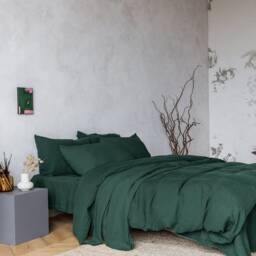 Dusty Green Linen Duvet Cover, Stonewashed Heavy - thumbnail 2