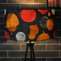 Lampshade Abstract Circles Colourful Mid Century Print Velvet - Drum Lamp Shade 25cm 30cm 35cm 40cm 45cm Table Lamp Shade, Ceiling Pendant - thumbnail 2