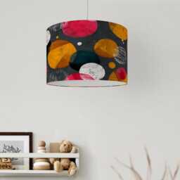 Lampshade Abstract Circles Colourful Mid Century Print Velvet - Drum Lamp Shade 25cm 30cm 35cm 40cm 45cm Table Lamp Shade, Ceiling Pendant - thumbnail 3