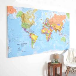 Political World Map Canvas Print - Detailed Cartography Wall Art - thumbnail 3