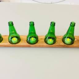 Wedding Decor - Repurposed Beer Bottle Tea Light Candle Holder Set Vineyard Ideas - thumbnail 3