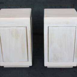 Pair Of White Wooden Lampshades, Pair Bedside Lamps, Table Lamps - thumbnail 3