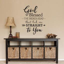 God Blessed The Broken Road Wall Decal Couple's Bedroom Love Quote - thumbnail 1