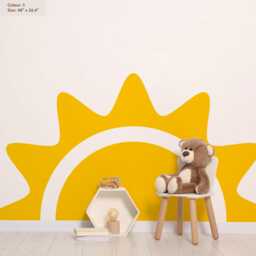 Boho Half Sun Watercolor Wall Decal Removable Fabric Nursery Decor - thumbnail 1