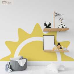 Boho Half Sun Watercolor Wall Decal Removable Fabric Nursery Decor - thumbnail 2