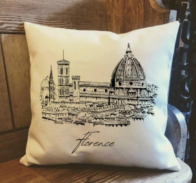 Personalised Florence Country Canvas Cushion - Cathedral Of Santa Maria Del Fiore Tuscany, Italy Cover With Inner Filler - image 1
