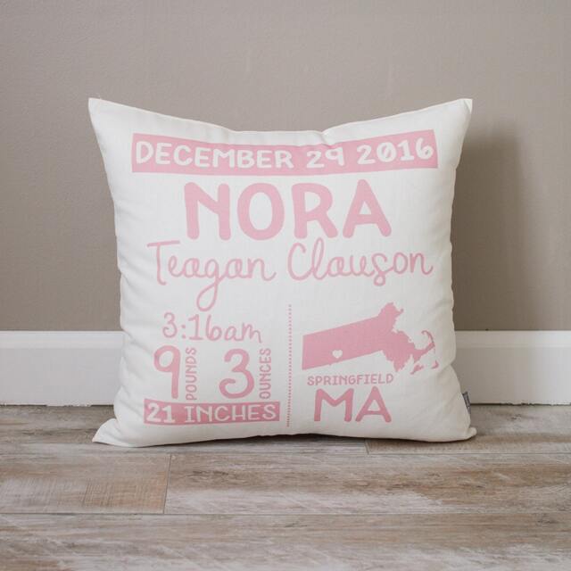 Personalized Birth Announcement Pillow - Baby Stats Keepsake - image 1