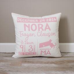 Personalized Birth Announcement Pillow - Baby Stats Keepsake - thumbnail 1