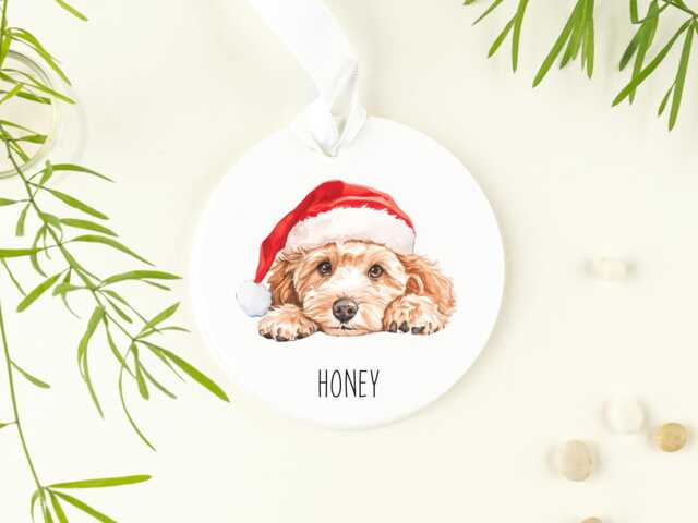 Personalised Poochon Christmas Tree Ornament, Xmas, Decoration. Great Gift For A Owner - image 1