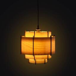 Wood Pendant Light, Mid Century Modern, Handmade Lamp, Ceiling Chandelier Lighting, Industrial Lampshade, Lamp Shade, Lamin - thumbnail 3