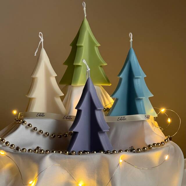 Handmade Christmas Tree Soy Candle Minimalist Festive Decor - image 1