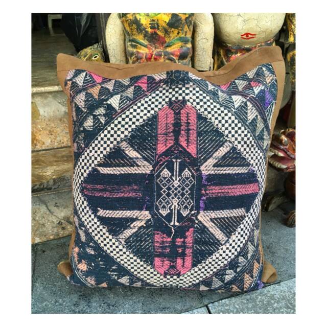 Vintage Handmade Tribal White Thai Textile Silk Cotton Pillow Cover in The Centre Of Vietnam - image 1