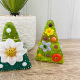 stunning Floral Fused Glass Christmas Tree Candle Holder - Decoration, Cornish Glass, Fused Glass Cornwall - thumbnail 3