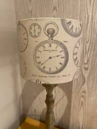 Handmade Lampshade in Fryetts Vintage Clocks Fabric, Various Sizes Available, Ceiling Or Table Lamp Options - thumbnail 1