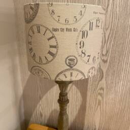 Handmade Lampshade in Fryetts Vintage Clocks Fabric, Various Sizes Available, Ceiling Or Table Lamp Options - thumbnail 2