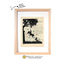Girl On Swing Dictionary Art Print Dog & Butterflies Kids Decor - thumbnail 1