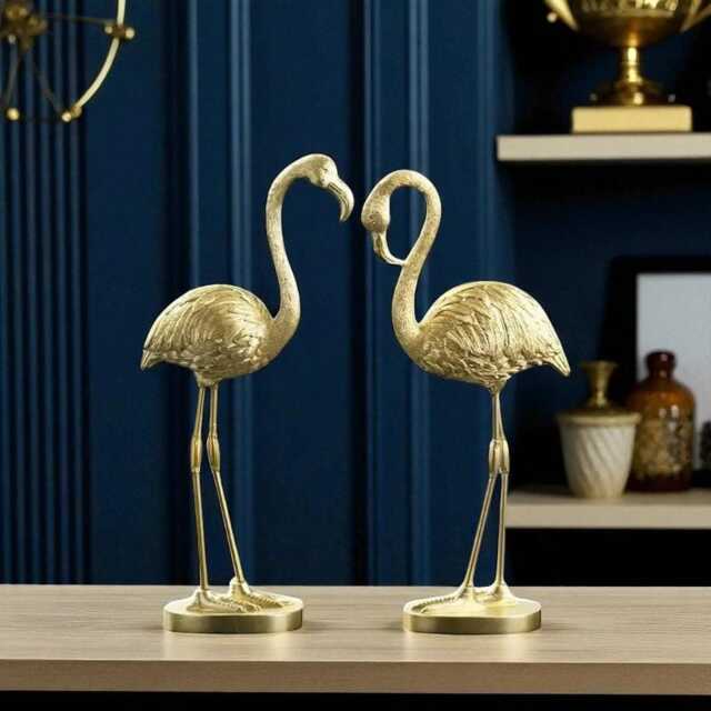 Gold Flamingo Statues - Elegant Bird Sculptures For Modern Home & Office D??cor - image 1