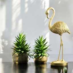 Gold Flamingo Statues - Elegant Bird Sculptures For Modern Home & Office D??cor - thumbnail 2