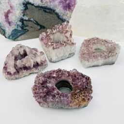 Amethyst Cluster Candle Holder - B Grade - Rk2-27 - thumbnail 3
