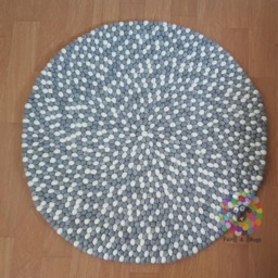 Felt Ball Rug Handmade Wool Rug, Shades Of Grey & White - 20-250 cm - thumbnail 4